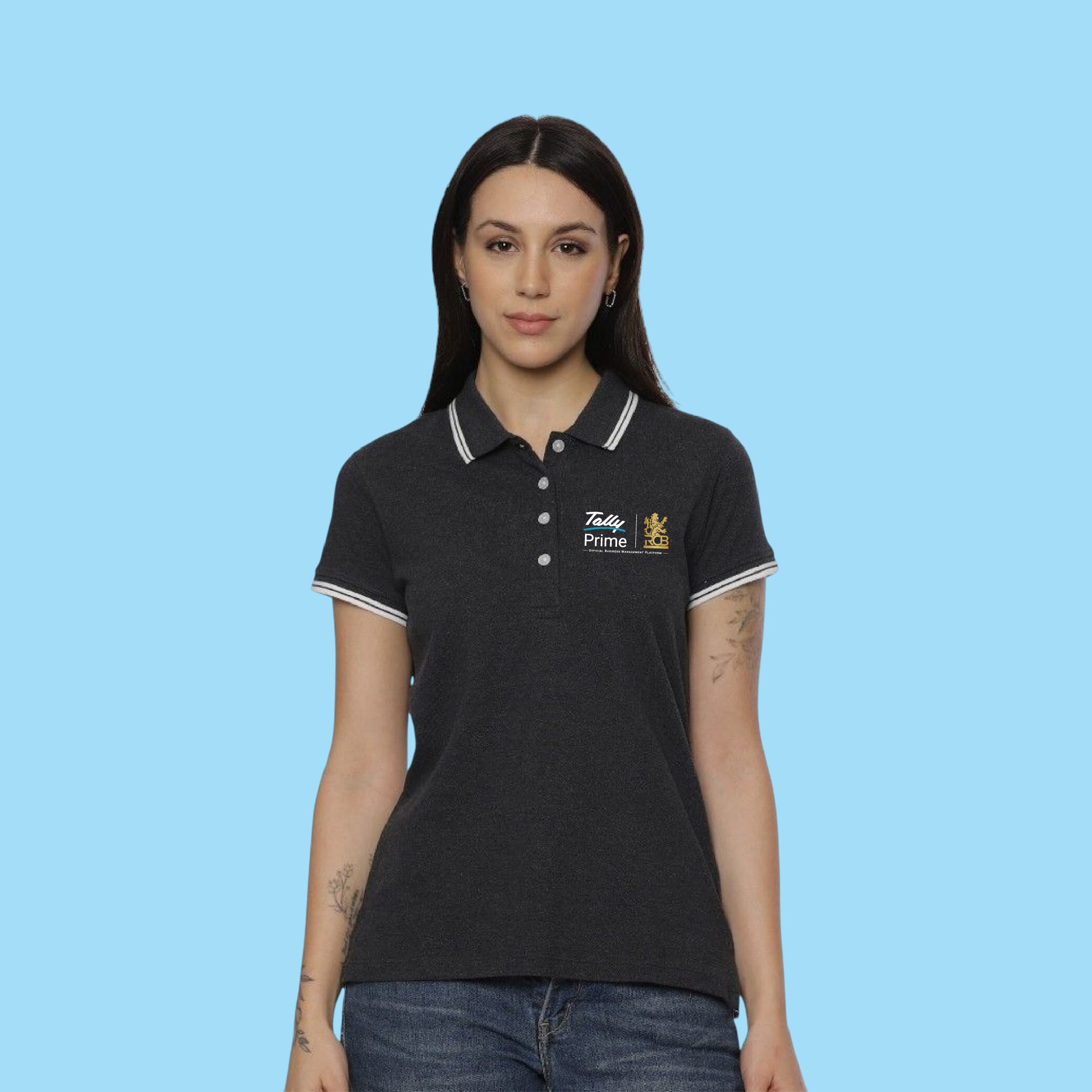 Allen Solly Polo T-shirt Women- Charcoal Grey